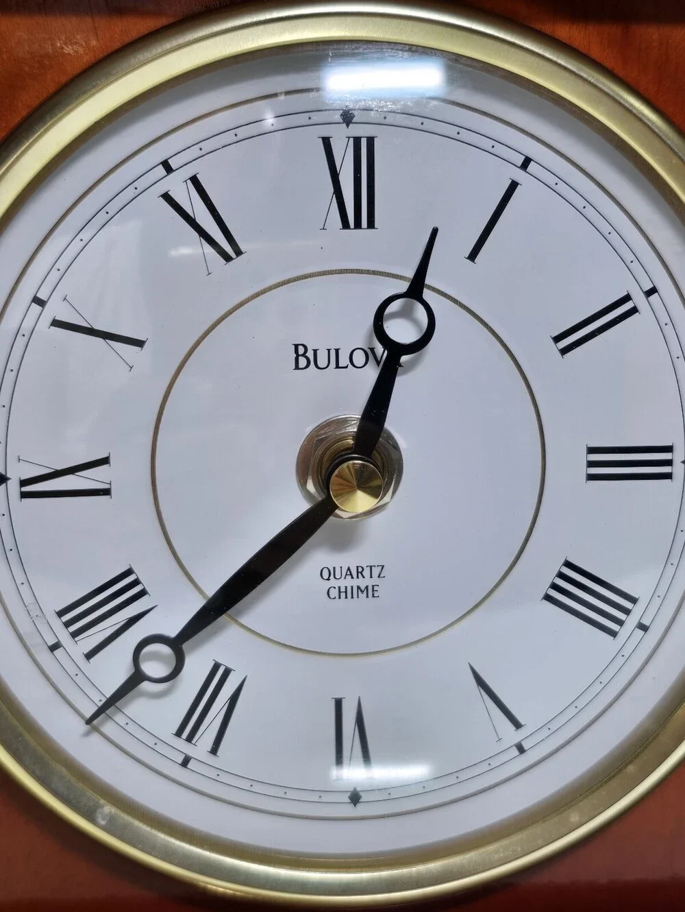 Bulova Quartz Westminster Chime Mantel Clock Wood Case Tested Working Vintage